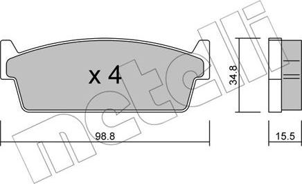 Metelli 22-0493-0 - Комплект спирачно феродо, дискови спирачки vvparts.bg