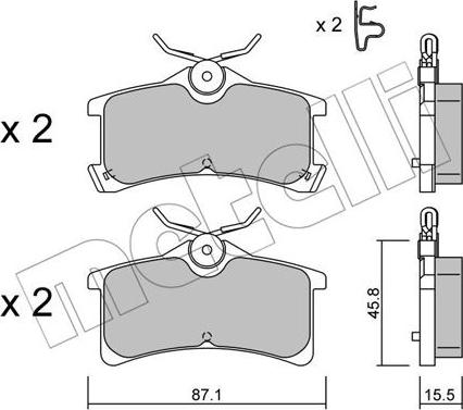 Metelli 22-0449-0 - Комплект спирачно феродо, дискови спирачки vvparts.bg