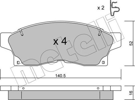 Metelli 22-0444-0 - Комплект спирачно феродо, дискови спирачки vvparts.bg