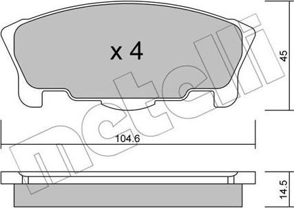 Metelli 22-0458-0 - Комплект спирачно феродо, дискови спирачки vvparts.bg