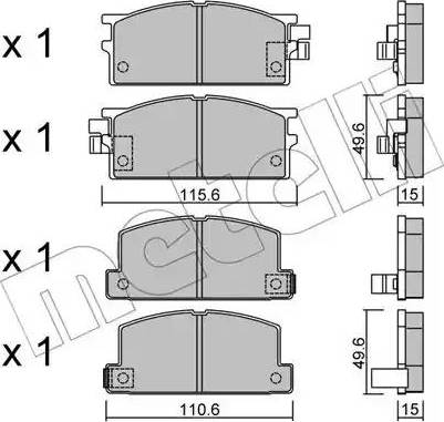 Metelli 22-0466-0 - Комплект спирачно феродо, дискови спирачки vvparts.bg