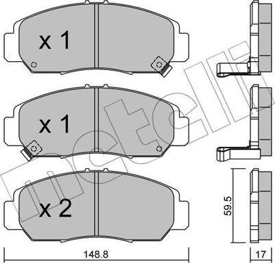 Metelli 22-0462-0 - Комплект спирачно феродо, дискови спирачки vvparts.bg