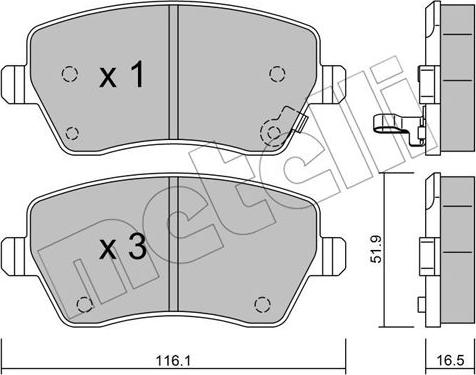 Metelli 22-0485-1 - Комплект спирачно феродо, дискови спирачки vvparts.bg