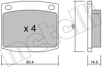 Metelli 22-0486-0 - Комплект спирачно феродо, дискови спирачки vvparts.bg