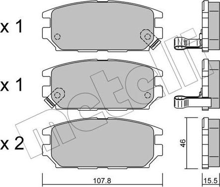 Metelli 22-0483-0 - Комплект спирачно феродо, дискови спирачки vvparts.bg