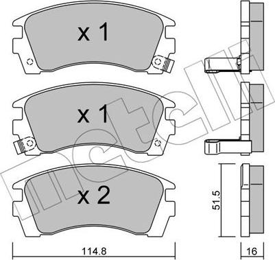 Metelli 22-0487-0 - Комплект спирачно феродо, дискови спирачки vvparts.bg