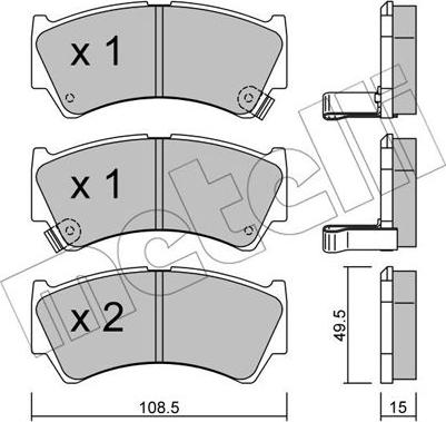 Metelli 22-0436-0 - Комплект спирачно феродо, дискови спирачки vvparts.bg