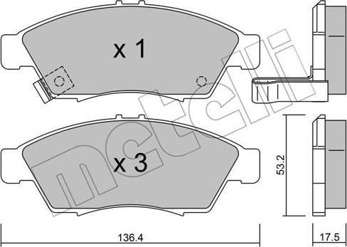 Metelli 22-0437-0 - Комплект спирачно феродо, дискови спирачки vvparts.bg