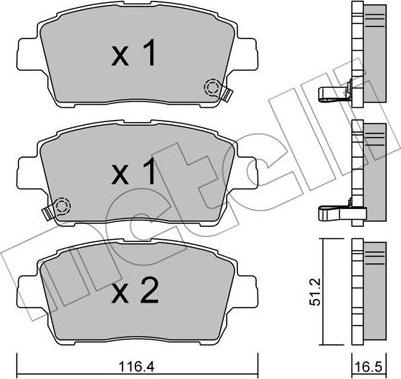 Metelli 22-0423-0 - Комплект спирачно феродо, дискови спирачки vvparts.bg