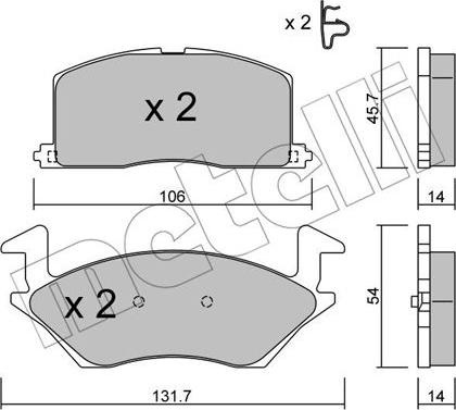 Metelli 22-0422-0 - Комплект спирачно феродо, дискови спирачки vvparts.bg