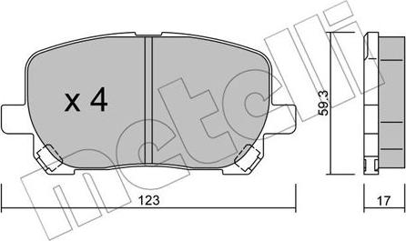 Metelli 22-0427-0 - Комплект спирачно феродо, дискови спирачки vvparts.bg