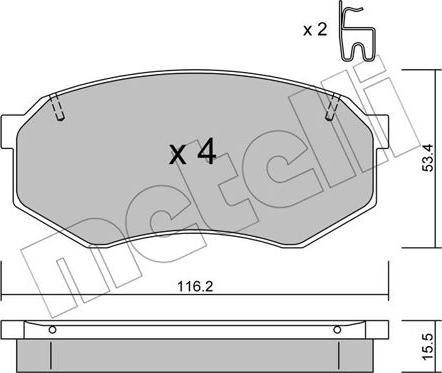 Metelli 22-0471-0 - Комплект спирачно феродо, дискови спирачки vvparts.bg