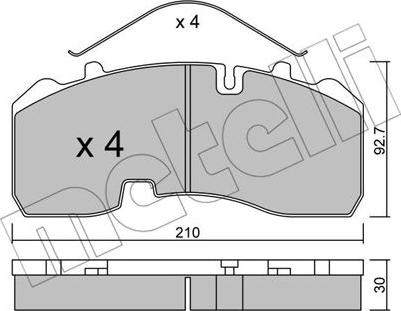 Metelli 22-0595-0 - Комплект спирачно феродо, дискови спирачки vvparts.bg