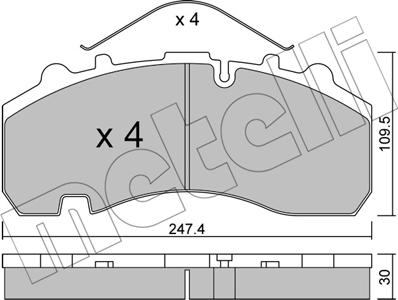 Metelli 22-0596-0 - Комплект спирачно феродо, дискови спирачки vvparts.bg