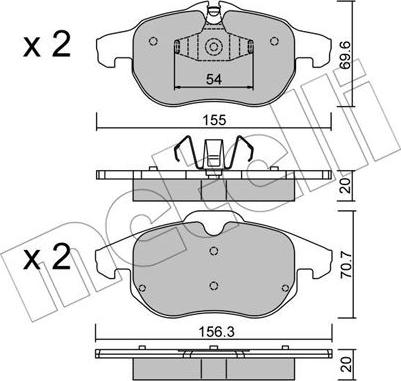 Metelli 22-0540-4 - Комплект спирачно феродо, дискови спирачки vvparts.bg