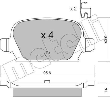 Metelli 22-0541-0 - Комплект спирачно феродо, дискови спирачки vvparts.bg