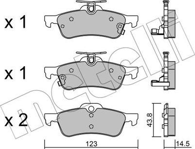 Metelli 22-0556-1 - Комплект спирачно феродо, дискови спирачки vvparts.bg