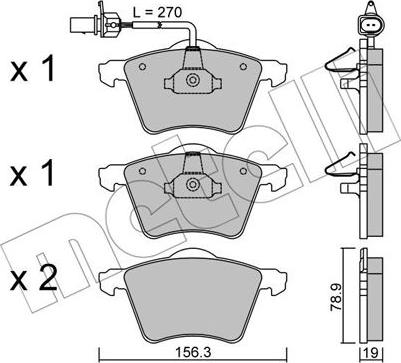 Metelli 22-0550-0 - Комплект спирачно феродо, дискови спирачки vvparts.bg