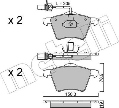 Metelli 22-0550-1 - Комплект спирачно феродо, дискови спирачки vvparts.bg