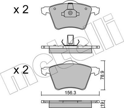 Metelli 22-0550-2 - Комплект спирачно феродо, дискови спирачки vvparts.bg