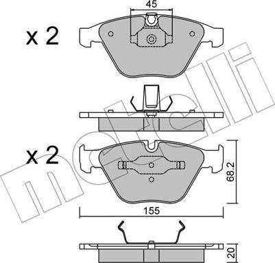 Metelli 22-0558-4 - Комплект спирачно феродо, дискови спирачки vvparts.bg