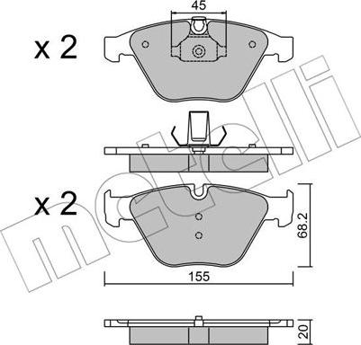 Metelli 22-0558-8 - Комплект спирачно феродо, дискови спирачки vvparts.bg
