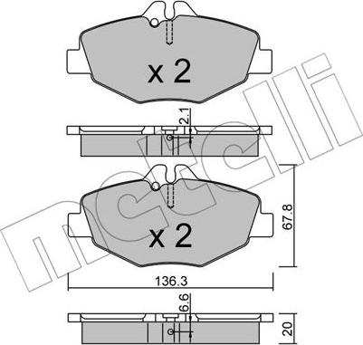 Metelli 22-0562-0 - Комплект спирачно феродо, дискови спирачки vvparts.bg