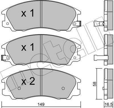 Metelli 22-0506-0 - Комплект спирачно феродо, дискови спирачки vvparts.bg