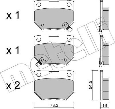 Metelli 22-0501-0 - Комплект спирачно феродо, дискови спирачки vvparts.bg