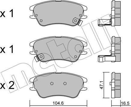 Metelli 22-0502-0 - Комплект спирачно феродо, дискови спирачки vvparts.bg