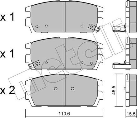 Metelli 22-0507-0 - Комплект спирачно феродо, дискови спирачки vvparts.bg