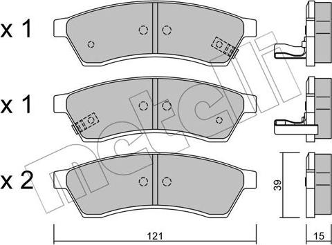 Metelli 22-0510-1 - Комплект спирачно феродо, дискови спирачки vvparts.bg