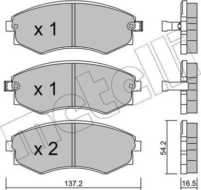 Metelli 22-0518-0 - Комплект спирачно феродо, дискови спирачки vvparts.bg