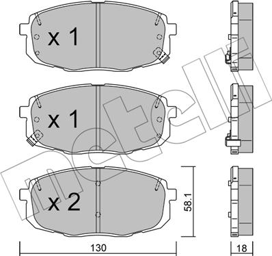 Metelli 22-0513-1 - Комплект спирачно феродо, дискови спирачки vvparts.bg