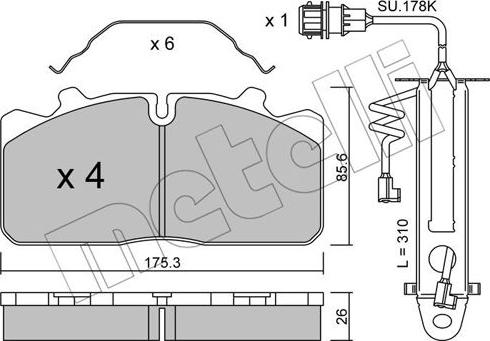 Metelli 22-0582-3K - Комплект спирачно феродо, дискови спирачки vvparts.bg