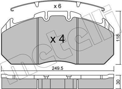 Metelli 22-0587-0 - Комплект спирачно феродо, дискови спирачки vvparts.bg