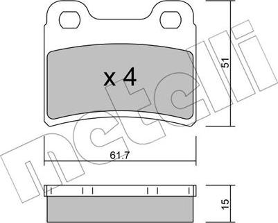 Metelli 22-0535-0 - Комплект спирачно феродо, дискови спирачки vvparts.bg