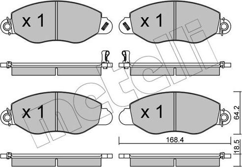 Metelli 22-0536-0 - Комплект спирачно феродо, дискови спирачки vvparts.bg