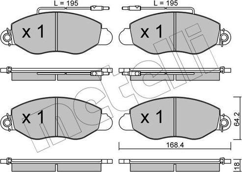 Metelli 22-0536-1 - Комплект спирачно феродо, дискови спирачки vvparts.bg