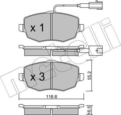 Metelli 22-0528-1 - Комплект спирачно феродо, дискови спирачки vvparts.bg