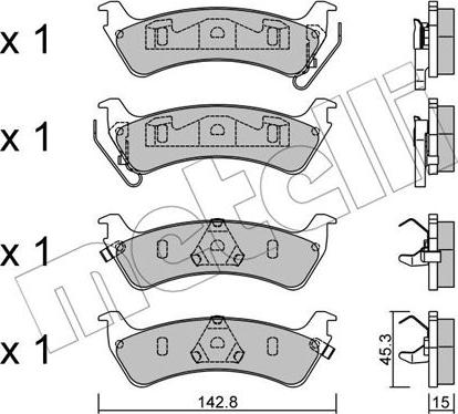 Metelli 22-0527-0 - Комплект спирачно феродо, дискови спирачки vvparts.bg