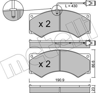 Metelli 22-0579-2 - Комплект спирачно феродо, дискови спирачки vvparts.bg