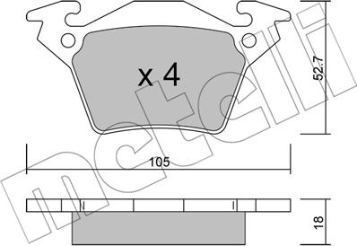 Metelli 22-0574-0 - Комплект спирачно феродо, дискови спирачки vvparts.bg