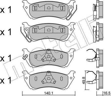 Metelli 22-0570-0 - Комплект спирачно феродо, дискови спирачки vvparts.bg