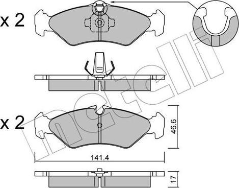 Metelli 22-0571-1 - Комплект спирачно феродо, дискови спирачки vvparts.bg