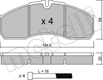 Metelli 22-0578-0 - Комплект спирачно феродо, дискови спирачки vvparts.bg