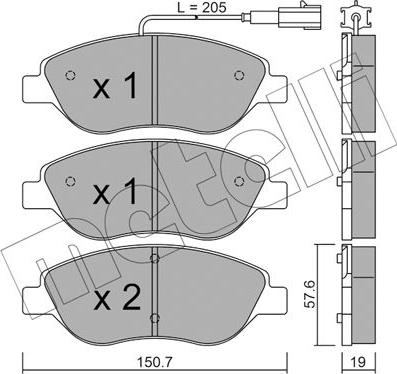 Metelli 22-0577-0 - Комплект спирачно феродо, дискови спирачки vvparts.bg