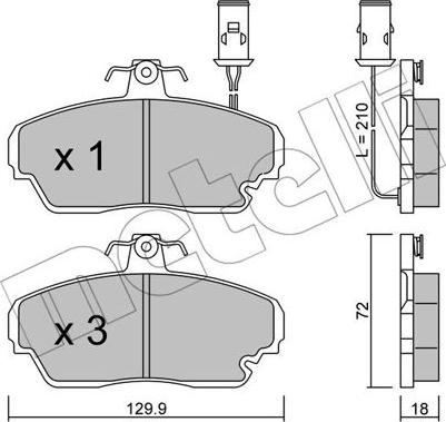 Metelli 22-0690-0 - Комплект спирачно феродо, дискови спирачки vvparts.bg