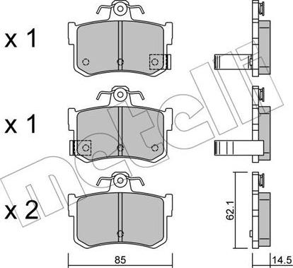 Metelli 22-0691-1 - Комплект спирачно феродо, дискови спирачки vvparts.bg