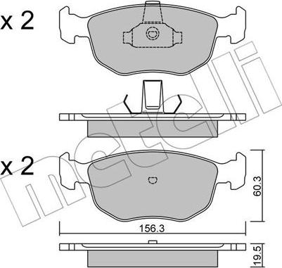 Metelli 22-0656-0 - Комплект спирачно феродо, дискови спирачки vvparts.bg